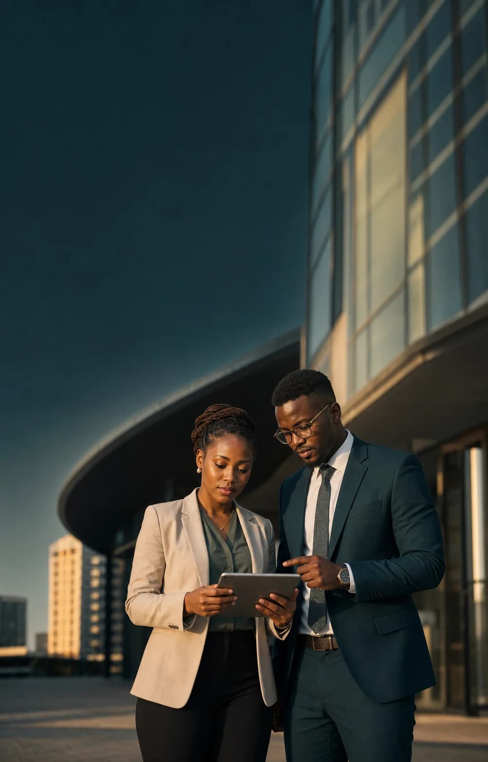 African financial technology professionals reviewing network operations